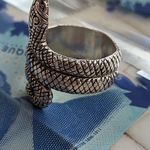Men's Heavyweight Sterling Silver Snake Ring - Picture 4 of 7